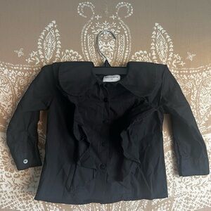 WOLF & RITA 2T Girls Long Sleeve Ruffled Blouse in Black